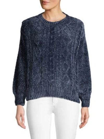 Chelsea & Theodore Chenille Cable Knit Jumper In Navy