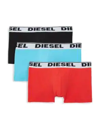 Diesel Umbx Kory 3-pack Boxer Briefs In Blue Red Blue