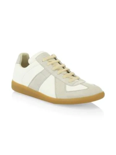 Maison Margiela Men's Replica Leather & Suede Sneakers In Off White