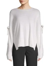 BCBGMAXAZRIA TIE-SLEEVE COLD-SHOULDER SWEATER,0400097356753