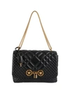 Versace Small Icon Quilted Leather Shoulder Bag In Black