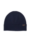 Hickey Freeman Merino Wool Ribbed Cuff Beanie In Navy