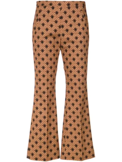 Andrea Marques Wind Rose Wide Leg Cropped Trousers In Est Rosa Dos Ventos Capuccino