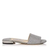 JIMMY CHOO JONI FLAT Silver Fine Glitter Leather Slides,JONIFLATIGT