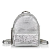 JIMMY CHOO CASSIE/S Silver Crushed Metallic Leather Backpack with Round Stud Detailing,CASSIESUSW S