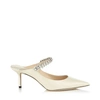 Jimmy Choo Bing 65 Crystal-embellished Mules In Cream Leather In White