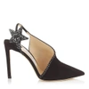 JIMMY CHOO LUCETTE 100 Black Suede Pumps with Hotfix Crystals,LUCETTE100UHS S