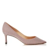 Jimmy Choo Romy 60 Ballet Pink Fine Glitter Fabric Pointy Toe Pumps
