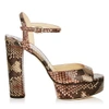 JIMMY CHOO PEACHY 125 Rosewood Painted Desert Python Platform Sandals