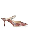 JIMMY CHOO BING 65 ROSEWOOD MIX PAINTERLY BROCADE POINTY TOE PUMPS WITH CRYSTAL STRAP,BING65TRL