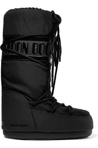 Moon Boot Icon Suede-trimmed Quilted Shell Snow Boots In Black