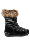 MOON BOOT MONACO FAUX FUR-TRIMMED SHELL AND FAUX LEATHER SNOW BOOTS
