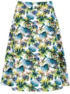 Amir Slama Printed A-line Skirt In White