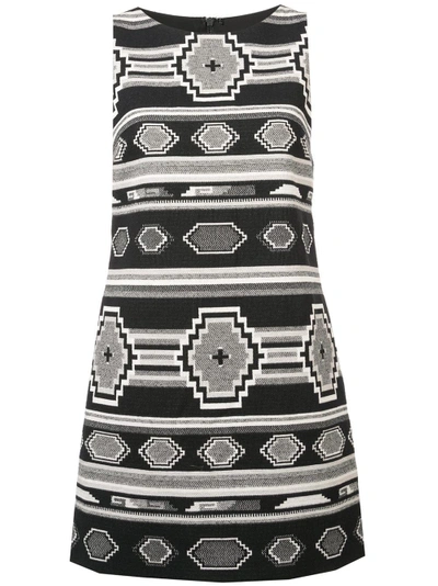 Alice And Olivia Clyde Cotton-jacquard Mini Dress In Black Grey