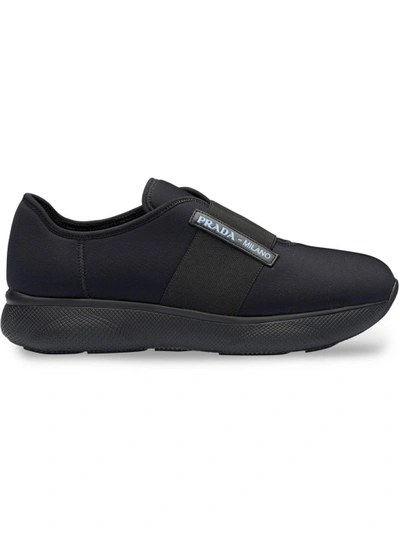 Prada Neoprene Slip-on Sneakers In Black