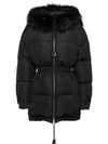 PRADA PRADA FEATHER NYLON PUFFER JACKET WITH FUR - 黑色