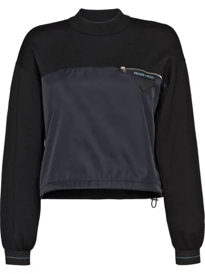 Prada Wool And Nylon Gabardine Sweater - Black