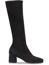Prada Suede Zip Over-the-knee Boot In Black