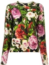 SAMANTHA SUNG SAMANTHA SUNG FLORAL LONG-SLEEVE SWEATER - BLACK