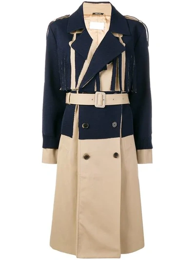 Maison Margiela Double Breasted Trench Coat In Blue