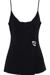 CUSHNIE ET OCHS CUSHNIE WOMAN SANDRINA BUTTON-EMBELLISHED STRETCH-CREPE CAMISOLE BLACK,3074457345620727482