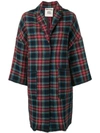 SEMICOUTURE SEMICOUTURE CHECKED OVERSIZED COAT - BLUE