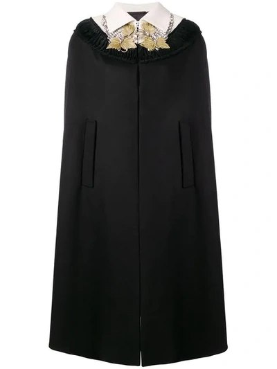 Gucci Crystal-embellished Wool Cape In 1467