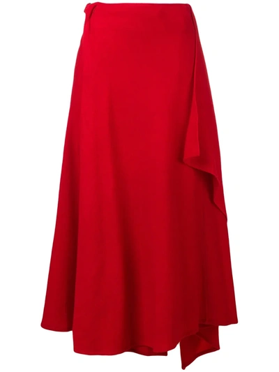 Yohji Yamamoto 裹身式半身裙 - 红色 In Red