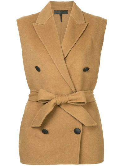 Rag & Bone Pearson Belted Wool Double-breasted Vest In Camel