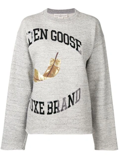 Golden Goose Logo Print Sweater In Grey