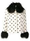 SAKS POTTS SAKS POTTS POLKA DOT FUR-TRIMMED JACKET - WHITE