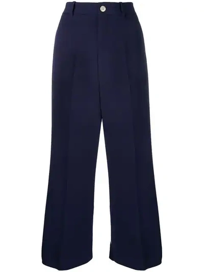 Gucci Viscose Culotte Pant With Web In Blue