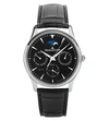 JAEGER-LECOULTRE MENS 1308470 MASTER CALF-LEATHER AND STAINLESS STEEL WATCH,757-10001-Q1308470