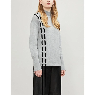 Adeam Lace-up Cashmere Jumper In Grey