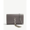 SAINT LAURENT KATE CROC-EMBOSSED LEATHER WALLET-ON-CHAIN