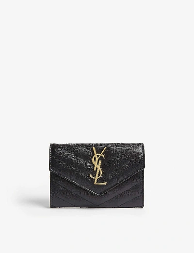 Saint Laurent Grey Small Monogramme Envelope Wallet In Black