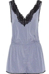 STELLA MCCARTNEY Lace-trimmed printed stretch-silk playsuit,3074457345619209625