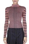 MCQ BY ALEXANDER MCQUEEN PINK HIGH COLLAR STRIPED JUMPER,10733532