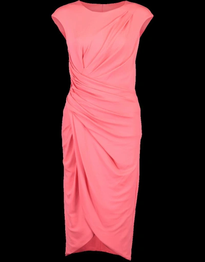 Michael Kors Ruched Stretch-crepe Dress In Bubblegum