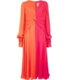 CAROLINA HERRERA Orange Pink Bicolor Midi Dress