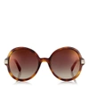 JIMMY CHOO ADRIA DARK HAVANA AND LIGHT GOLD ROUND FRAMED SUNGLASSES WITH SWAROVSKI CRYSTALS AND PEARLS,ADRIAGS55E086