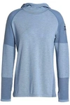 ADIDAS ORIGINALS ADIDAS WOMAN PANELED KNITTED HOODED TOP LIGHT BLUE,3074457345619540764