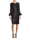 TERI JON BY RICKIE FREEMAN WOMEN'S SEQUINED BELL SLEEVE SHEATH DRESS,0400092229449