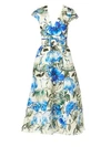 CAROLINA HERRERA Silk Floral Midi Dress