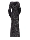 TALBOT RUNHOF WOMEN'S SEQUIN ETERNITY-SLEEVE CAPE GOWN,0400099397709