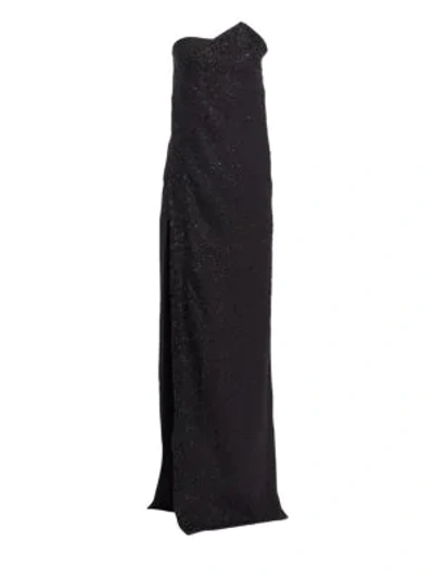 Ahluwalia Chalet Strapless High Slit Gown In Jet Black