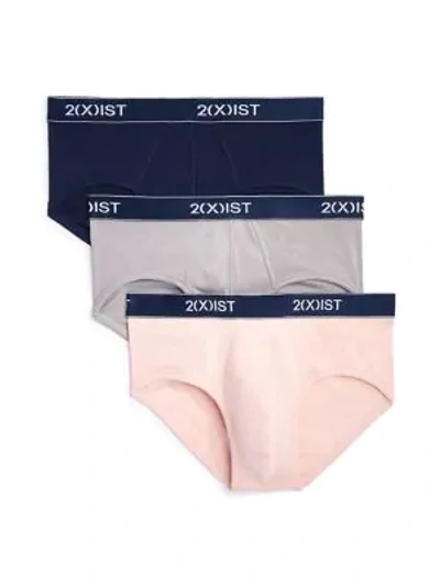 2(x)ist Men's Underwear, Essentials Contour Pouch Brief 3 Pack In Alloy / Millenial Pink / Varsity Navy