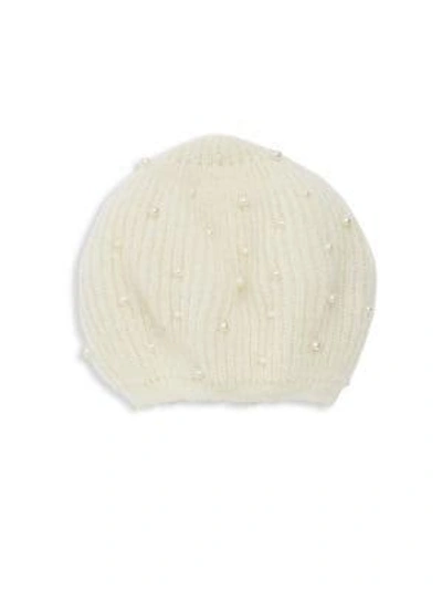 Jennifer Behr Coco Imitation Pearl Mohair Beret In Snow