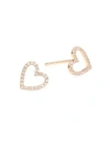 EF COLLECTION 14K Rose Gold & Diamond Heart Stud Earrings
