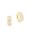 EF COLLECTION 14K Yellow Gold & White Diamond Jumbo Huggie Hoop Earrings